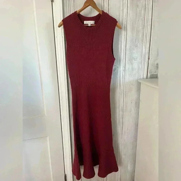 Adelyn Rae burgundy sleeveless round neck midi sweater dre… - Picture 7 of 8